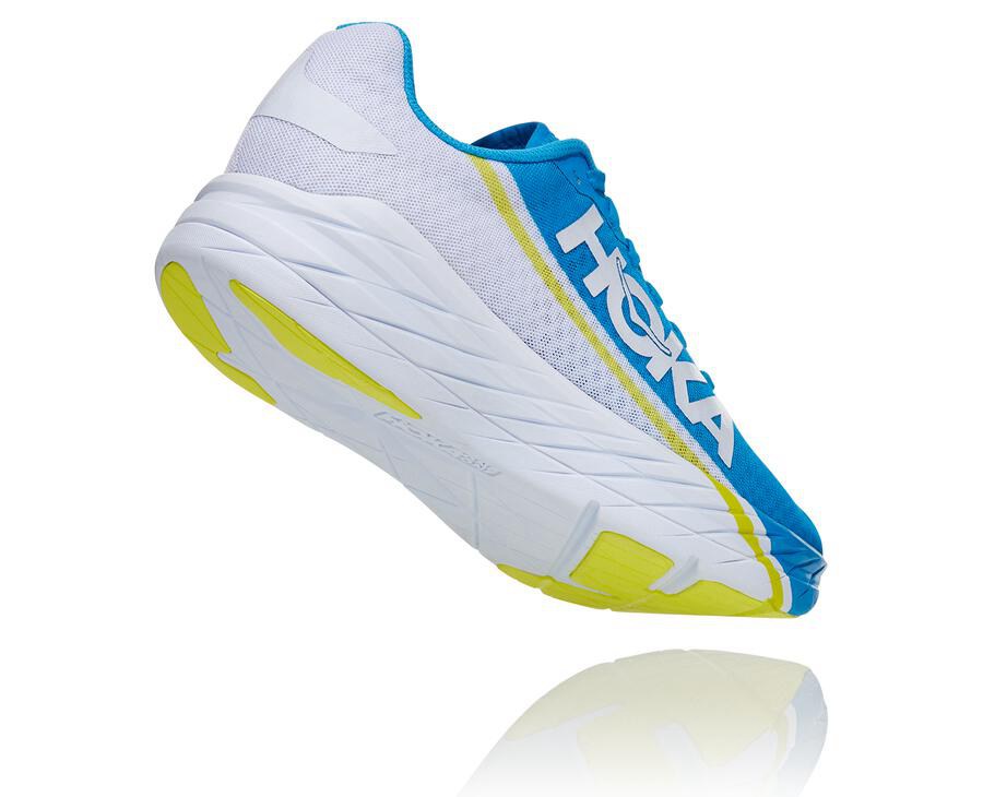 Chaussure Running Hoka One One Rocket X Femme - Blanche/Bleu - XDQ-967254